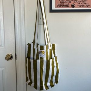 Big Bud Press Stripe Everyday Tote in Olive Green